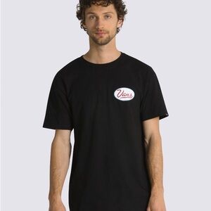 Vans Men's Gas Station Logo Black Tee Shirt. 100% Cotton. Size Medium